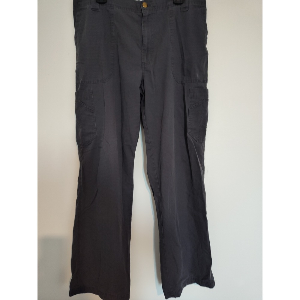 Carhartt Mens Ripstop Cargo Pants Charcoal Gray Elastic Waist Work Trousers